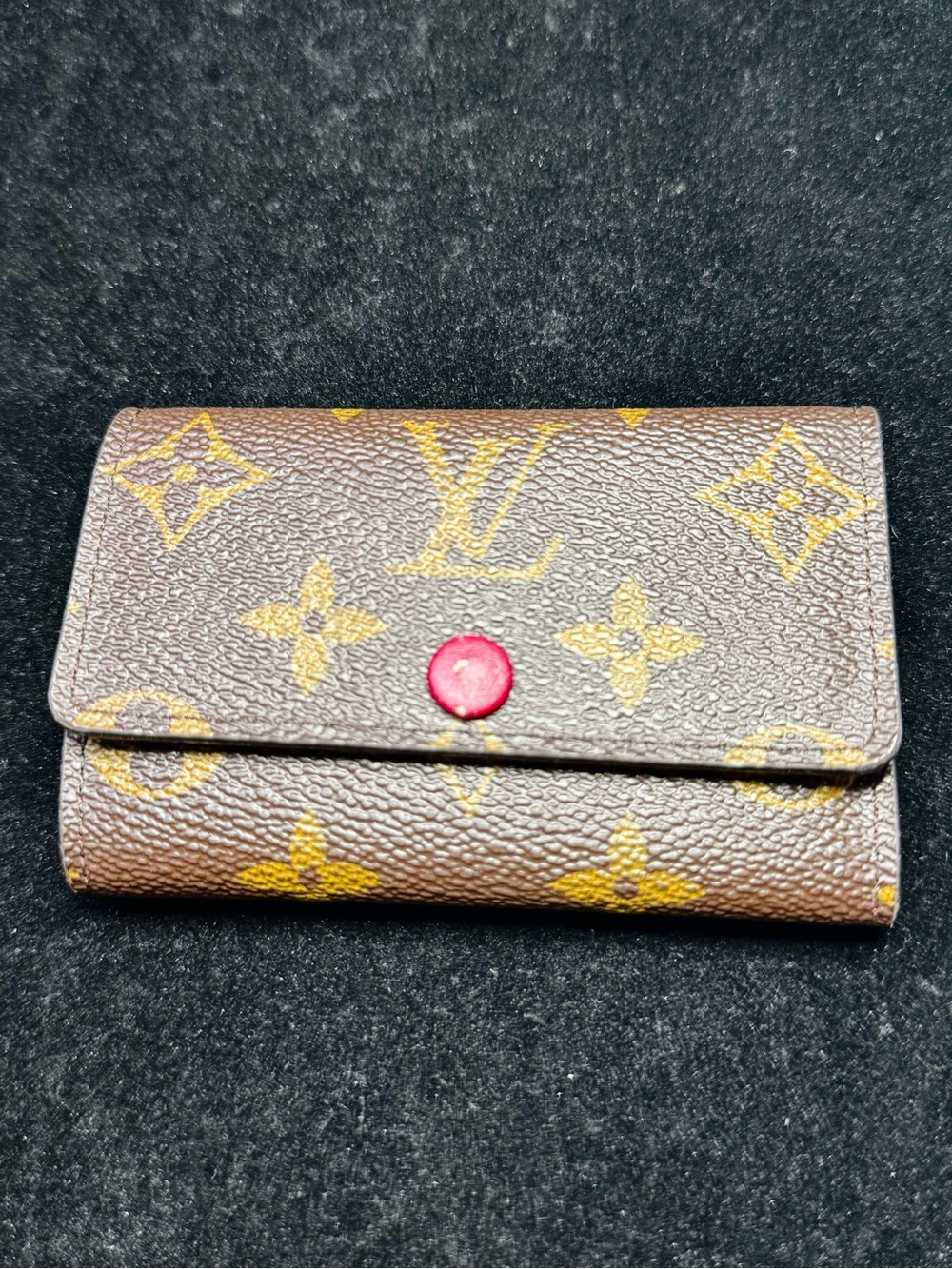 Louis Vuitton Brown Monogram Wallet with Red Snap